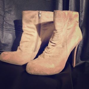 Nude suede ankle boots